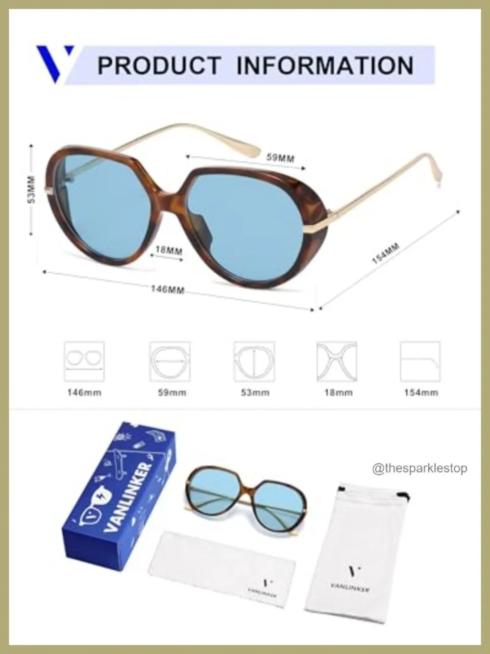 VANLINKER Oversized Aviator Sunglasses for Women Men Retro Round Large Frame